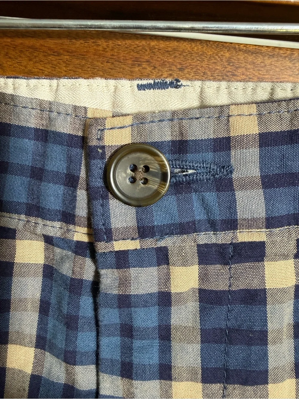 Banana Republic Blue and White Plaid Flat Front Shorts Golf School Preppy